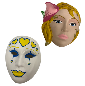 lot 65 image: Two Vintage Handcrafted Ceramic Masks