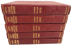 lot 14 image: Set of Colliers Encyclopedia Yearbooks - 1956, 1957, 1958, 1959 & 1960