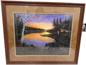 lot 12 image: Bears & Cabin by Artist Ervin Molnar