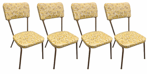 lot 77 image: Set of Four Vintage Yellow Floral Vinyl Diner Chairs