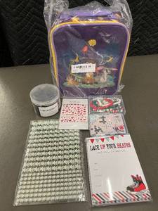 lot 24 image: Disney Wish Lunch Box (New) with Nail Stickers, Bead Kit & Lace Up Your Skates Invite Kit
