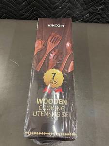 lot 31 image: KikCoin 7-Pcs Wooden Cooking Utensil Set