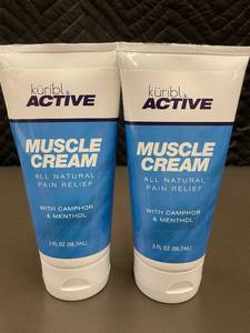 lot 76 image: Kribl ACTIVE Muscle Cream - 3 oz All Natural Pain Relief with Camphor & Menthol - 2-Pack
