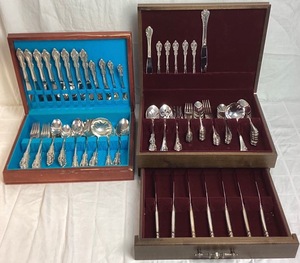 lot 27 image: Oneida Community Silver Artistry and Southern Garden Silverplate Flatware Sets in Wooden Cases