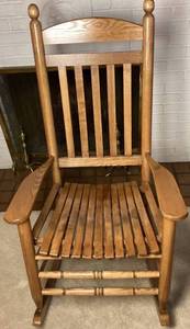lot 61 image: Hardwood Slat Rocking Chair