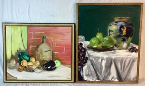 lot 85 image: Original Framed Still Life Paintings by Jesse Bell - 2 Paintings