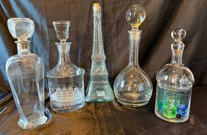 lot 87 image: Collection of 5 Glass Decanters