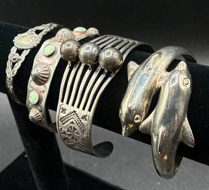 lot 10 image: Four Sterling Silver .925 Bracelets