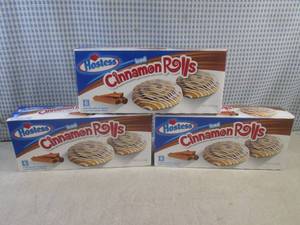 lot 195 image: (C-2) 3 Boxes of Hostess Iced Cinna...