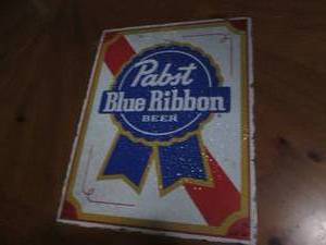 lot 513 image: Pabst Blue Ribbon metal sign...