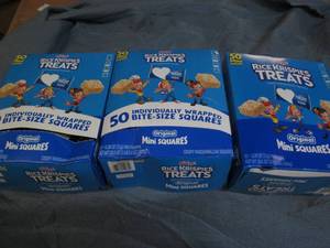 lot 45 image: 3 50 packs of Rice Krispie mini squ...