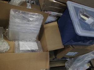 lot 143 image: Covered storage tote and wall hangi...