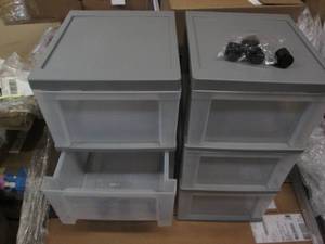 lot 174 image: Pair of plastic drawer organizers w...