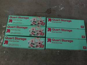 lot 287 image: 6 20 packs of quart zipper bags...
