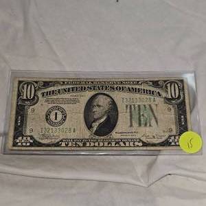 lot 15 image: 1934 B $10 Federal Reserve Note XF