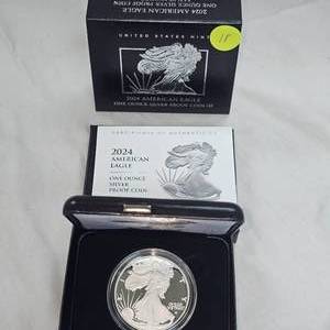 lot 18 image: 2024 S Silver Eagle Proof in Mint Box 1oz