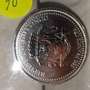 lot 30 image: 2022 1oz Silver Back Gorilla Coin