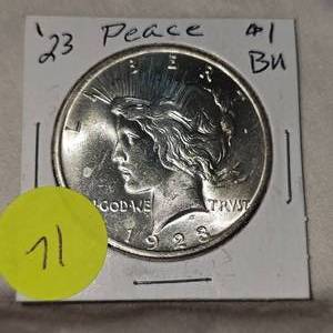 lot 71 image: 1923 Peace $1 BU