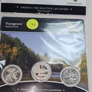 lot 76 image: 2018 A.T.B., P.D.S. Voyagers Park 25c, 3 Coin Set