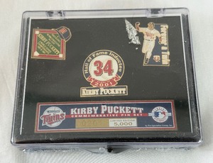 lot 66 image: Kirby Puckett Limited Edition 5,000 Hall of Fame Commemorative Pin Set - Minnesota Twins Baseball