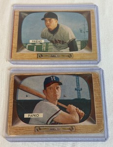 lot 84 image: 1955 Bowman Color 2 Card Lot - Pafko and Friend - Vintage Baseball Cards