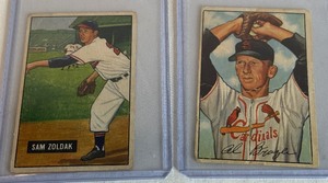 lot 89 image: 1951 and 1952 Bowman 2 Card Lot - Brazile and Zoldak - Vintage Baseball Cards