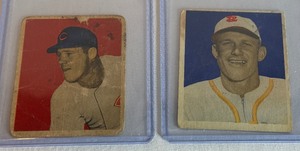 lot 90 image: 1949 Bowman 2 Card Lot - Wehmeier and Platt - Vintage Baseball Cards
