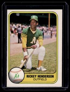 lot 51 image: Rickey Henderson 1st Fleer 1981 #574 Vintage Baseball Card