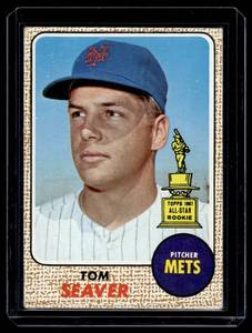 lot 5 image: Tom Seaver Rookie Cup 2nd Year 1968 Topps #45 Vintage Baseball Card