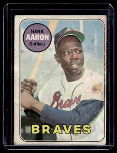 lot 11 image: Hank Aaron 1969 Topps #100 Vintage Baseball Card