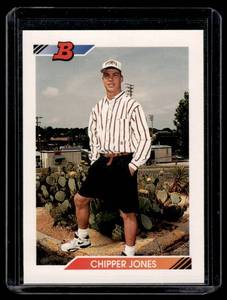 lot 108 image: Chipper Jones RC 1992 Bowman #28 Rookie Baseball Card