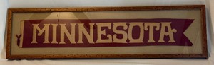 lot 4 image: 100 Year Old University of Minnesota Gophers Pennant - RARE Vintage Antique - 38x10 Nicely Framed
