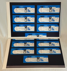 lot 51A image: Miracle on Ice 1980 Olympic Hockey Reproduction Ticket Set (2) 18x12 Sheets