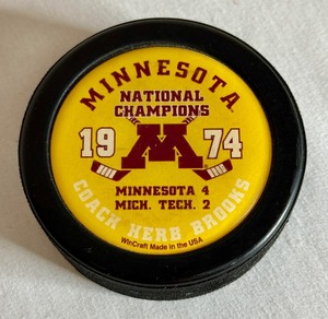 lot 53A image: 1974 University of Minnesota Gophers Hockey National Champions Puck