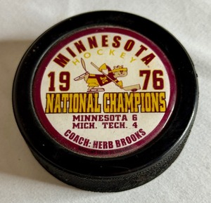 lot 54A image: 1976 University of Minnesota Gophers Hockey National Champions Puck