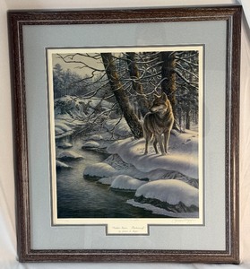 lot 3A image: Herb Brooks Signed Hidden Game - Timberwolf James Meger Print - Matted and Framed