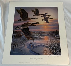 lot 7A image: Herb Brooks Signed One Last Pass - Canada Geese 1987 Meger Print