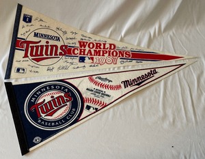 lot 91A image: (2) Minnesota Twins Baseball Pennants