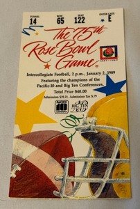 lot 99A image: 1989 Rose Bowl Ticket Football Stub