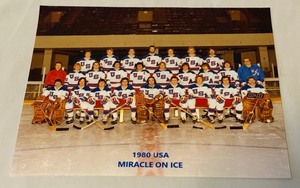 lot 104A image: 1980 Miragle on Ice Team USA Hockey 8x10 Photo