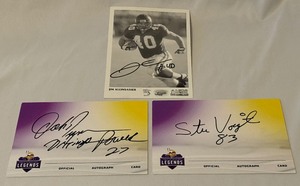 lot 106A image: (3) Minnesota Vikings Signed Cards - Voigt, Kleinsasser and Unknown