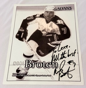 lot 118A image: Neal Broten Signed Hockey Photo