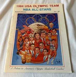 lot 10A image: 1984 USA Olympic Team vs. NBA All-Stars Official Game Program - Michael Jordan - July 1, 1984 in Minneapolis