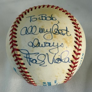 lot 24A image: Frank Viola Signed Rawlings OALB Brown Baseball