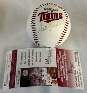 lot 25A image: Scott Erickson Signed Minnesita Twins Baseball with JSA COA