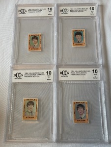 lot 4B image: The Beatles 1964 Hallmark Stamp Set ALL GRADED 10 GEM MINT Rare Premiere Edition  - John, Paul, Ringo, George - RARE
