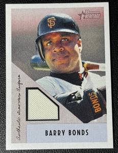 lot 26B image: 2002 Barry Bonds Bowman Heritage Game-Used Jersey MLB Baseball Card No. BH-BB