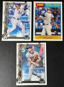 lot 34B image: 3-Card Shohei Ohtani Los Angeles Dodgers MLB Baseball Card Lot