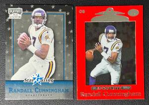 lot 44B image: 2-Card Randall Cunningham Minnesota Vikings Insert NFL Football Card Lot