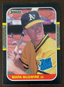 lot 56B image: 1987 Donruss Mark McGwire Rated Rookie MLB Rookie Baseball Card No. 46